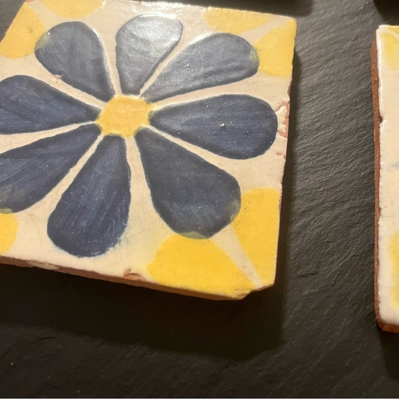 Mexican Hand Painted Terra-Cotta Talavera Vintage Tiles Set of 4 - Picture 2 of 16